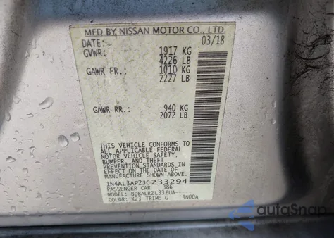 2018 Nissan Altima 2.5 Sl from USA, damaged, VIN 1N4AL3AP2JC233294